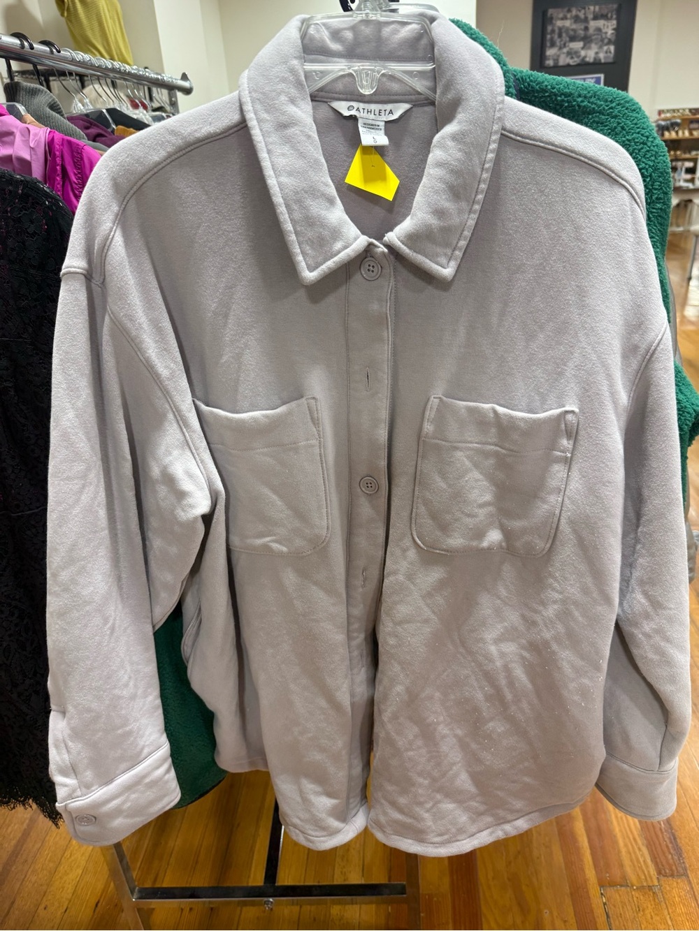 Athleta Soft Light Gray Button-Up Utility Jacket